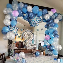 Frozen Snowflake Balloons Arch Garland Kit For Birthday Baby Shower Winter Princ - £15.84 GBP