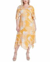 Nwt 3X Jessica Simpson Toni Dress Gardenia Yellow Print Midi - £59.95 GBP