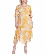 NWT 3X JESSICA SIMPSON TONI DRESS GARDENIA YELLOW PRINT MIDI - €65,34 EUR