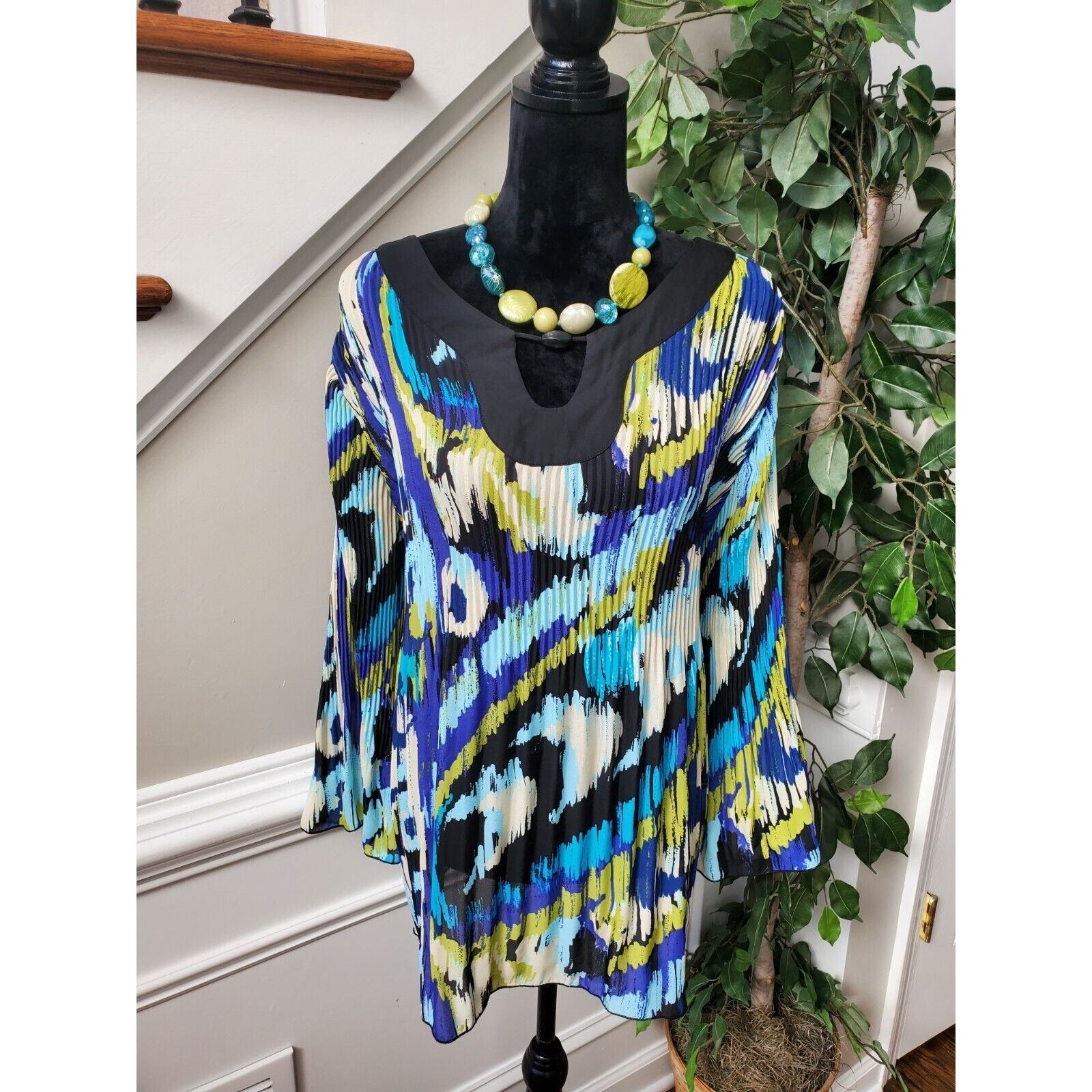 Cato Women's Multicolor Polyester Round Neck Long Sleeve Pullover Blouse 18/20W Item image 2