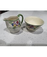 Antique Porcelain Crown Devon Hand Painted England Creamer &amp; Sugar Bowl - £8.17 GBP