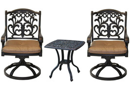 Outdoor bistro patio furniture 3 pc Flamingo swivel rocker cast aluminum bronze - £726.68 GBP