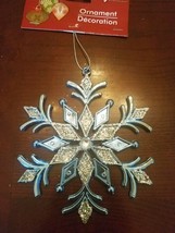 (1) Blue and Silver Glittery Snowflake Christmas Ornament-Brand New-SHIP N 24HRS - £13.37 GBP