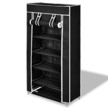 Fabric Shoe Cabinet with Cover 23&quot; x 11&quot; x 42&quot; Black - $92.45