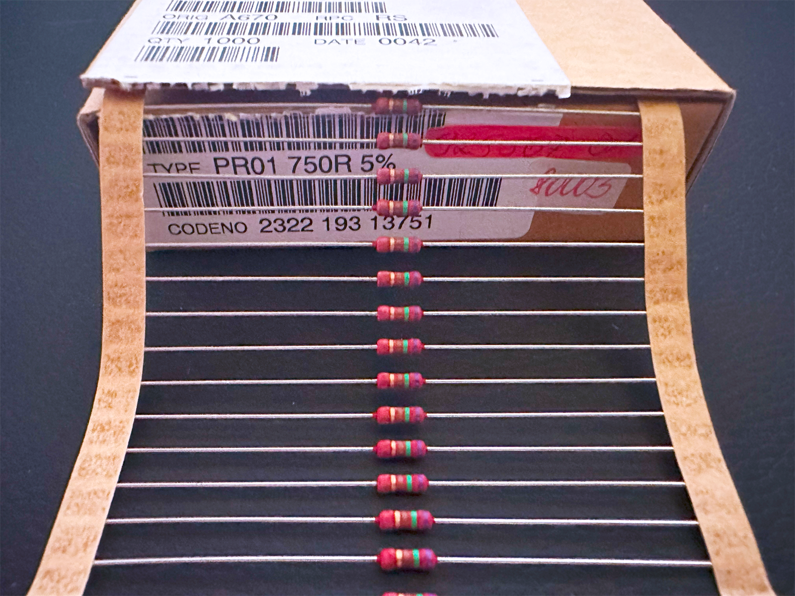 50Pcs PR01 750R 5% BC Components Power Metal Film Leaded Resistor 750Ohm 1W - $4.95