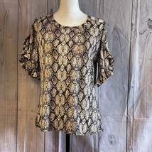 Daytrip Snakeskin Print Top, Small, NWT, Polyester Blend, Short Sleeve - £19.74 GBP