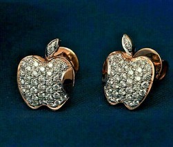 1.90Ct Rundschliff Diamant Apple Design Ohrstecker 14K Rose Gold Finish - $88.16