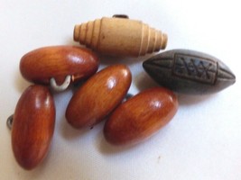 Vintage Antique lot of 6 buttons oval wood - $17.82