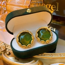 Vintage faux emerald antique earrings - £36.63 GBP