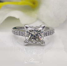 2.5Ct Princess Cut Engagement Wedding Ring, Solitaire Princess Anniversary Gift - £95.77 GBP