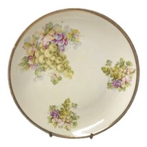 VTG German Hand Painted 8” Porcelain Plate Gold Edge Green Purple Grapes... - £22.36 GBP