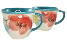 Pioneer Woman Bloom Mug Set of 3 Floral Flower Blue Coffee Tea - £15.38 GBP
