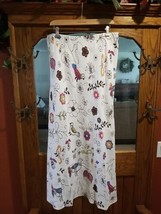 Hot Cotton Marc Ware Linen Maxi Skirt White With Colorful Floral Birds S... - $31.68