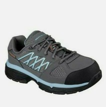 NEW Skechers Women Conroe Kriel Safety Toe Work Shoe #6 Grey/Blue 76586/GYBL !!! - £64.52 GBP