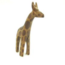 Vintage Giraffe Figurine Hand Carved Wood Brown Painted Small 2.7 inch Figure - £7.94 GBP