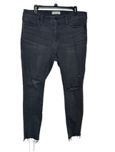 Madewell Women Jeans Hi-Rise Skinny Distressed Cut Off Denim Faded Black Size 34 - £21.17 GBP