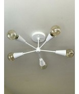 Matte White Pinwheel Sputnik Brass Chandelier Handmade 5 Arm Decorative ... - £93.26 GBP