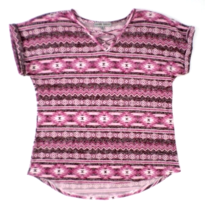 Absolutely Famous Women&#39;s Pullover Top XL Pink Southwestern Theme Print - £8.56 GBP