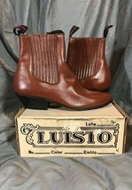 Vintage Luisto Vaquero Cowboy Leather Ankle Paddock Boots Brown Made In ... - £66.15 GBP