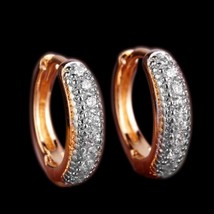 0.50 CT Round Moissanite Women&#39;s Hoop Earrings 14K Rose Gold Plated 925 Silver - £67.06 GBP