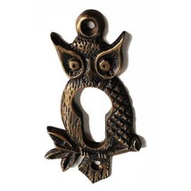 3.3&quot; Owl Brass Key Hole Door Lock set Plate - Statue Decorative Key Hole... - £29.37 GBP