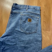Carhartt Jeans Mens 42x30 Blue B17 STW Relaxed Straight Medium Wash Denim Pants - £17.99 GBP