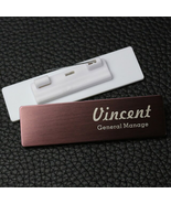 Custom Stainless Steel Business Name Tag ID Badge Metal Holder Personalz... - $9.16 CAD