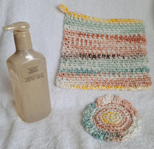 Fall Dishcloth and Sunflower Scrubby Gift Set with White Pumpkin Gel Hand Soap - £15.10 GBP