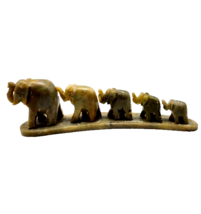 Five Elephant Caravan Hand Carved Soapstone Figurine - £19.45 GBP