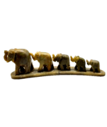 Five Elephant Caravan Hand Carved Soapstone Figurine - £19.41 GBP