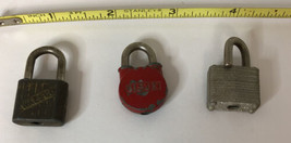 3 Small Padlock&#39;s Vintage Antique Padlock Lot With And Without Keys - £73.62 GBP