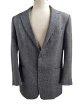 Hart Schaffner Marx Black Herringbone 100% Wool 40R Men&#39;s Medium Sport Coat - £8.52 GBP