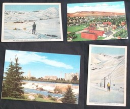 4 Idaho Postcards Union Pacific Sawtooth Skiers Sportsman&#39;s Park 1940 U ... - $12.86