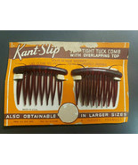 Vintage Goody 2 Kant-Slip Side Combs Plastic Tortoise Brown NOS USA PB47 - £19.63 GBP