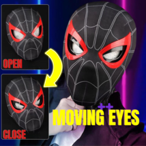 SPIDER-MAN Black Mask Moving Eyes MILES MORALES Chin Control Eyes Helmet... - $46.74
