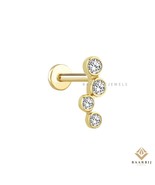 Rim 14K Solid Gold Four Round Diamond Minimalist Tragus Cartilage Piercing - $384.02 CAD+
