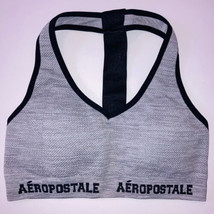 Aeropostale Sports Bra Gray Black Trim Textured Sz Large Padded Cups Rac... - £10.29 GBP