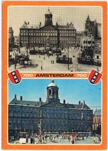 Netherlands Holland Postcard Amsterdam Dam With Royal Palace 1900 &amp; 1975 - £1.77 GBP