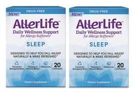 2 Pack Allerlife Sleep Capsules, Daily Allergy Supplements &amp; Sleep Aid - 20ct Ea - £10.11 GBP