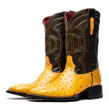 Marco Di Milano Genuine Ostrich Skin Cowboy Boot Alabama Buttercup image 6