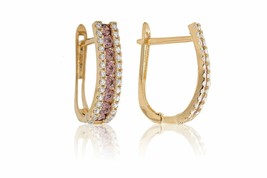 14K Yellow Gold Round Created Diamond Three Row Huggie Earrings 1.50CT - £159.86 GBP