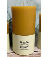 Handmade Beeswax 6" Pillar Candle – Long Burning, Golden Tone - $30.00
