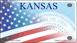 Kansas with American Flag Novelty Mini Metal License Plate Tag - £11.72 GBP
