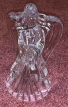 Set Of 2 Vintage Clear Lead Crystal Glass Praying Angel Candle Holder. VGC! - £20.56 GBP