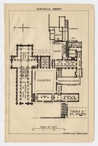 1924 Original Vintage Plan Of Jervaulx Abbey / East Witton / England - $22.93