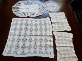 VTG lot of 5 Table Doily Lace Dresser Decorative hand made crochet white color  - £11.68 GBP