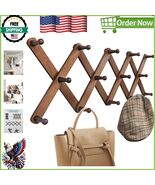Versatile 14 Pegs Accordion Coat Rack - Elegant Walnut Finish for Bohemi... - $57.33 CAD