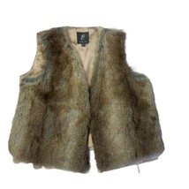 Rachel Zoe Faux Fur Long Women&#39;s Size Large Vest w Pockets Brown Ethical Vegan - £16.46 GBP