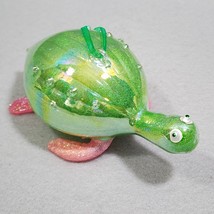 Art Glass Sea Turtle Figurine Hand Blown Decorative Ornament Green Pink ... - $14.98