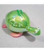 Art Glass Sea Turtle Figurine Hand Blown Decorative Ornament Green Pink ... - $274.87 MXN